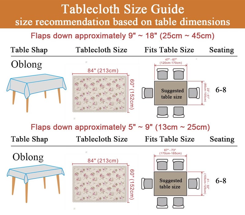 YEESSION Floral Print Rectangle Tablecloth 60 x 84 Inch Stain Resistant and Waterproof Wine Table Cover for Kitchen Dining Indoor Outdoor Buffet Tabletop Decoration (Beige) - Image 3